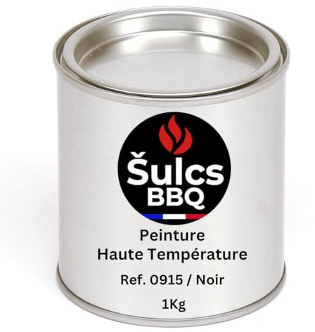 ŠULCS BBQ® - Vaso di vernice professionale termica ad alta temperatura, 900 gradi, 1 kg, rif. 0915 - Alto Potere Copertura - Barbecue Brasero Forno Stufa a legna Inserto Camino Meccanico Auto Moto
