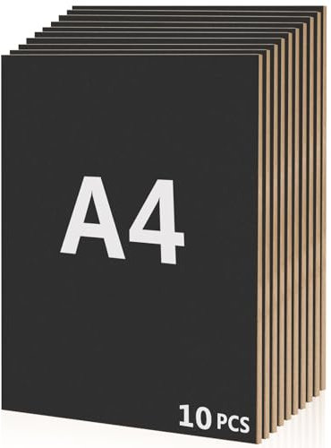 Mdf A4 - 10 pezzi per lavori manuali, 300 x 210 x 3 mm A4, compensato in pannelli in legno MDF per incisione laser, pittura e decorazione (nero)