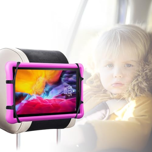 Shengxi Tablet Halterung Auto, Schwarz Tablet Halter Kopfstütze mit Silikon Haltenetz Rutschfester, Universal KFZ iPad Halter 360° Verstellbar für Allen Kindle Fire Tablet Switch