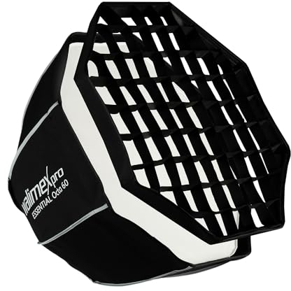 Walimex pro Essential Softbox Octagon 60cm, um 360° drehbar, einfacher Aufbau, inkl. Grid, Bowens Adapter und Transporttasche, ideal für Porträts und Beauty-Aufnahmen