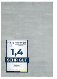 andiamo Teppich Arezzo waschbar Wohnzimmer Esszimmer pflegeleichter eleganter gemütlicher Wohnzimmerteppich Fellteppich einfarbig 80 x 200 cm Grau