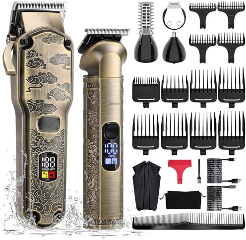Hatteker Tagliacapelli Uomo Professionale Macchinetta per Capelli Macchina Tagliacapelli Uomo Regolabarba uomo Rasoio Elettrico Barba Clipper Trimmer Impermeabile senza fili