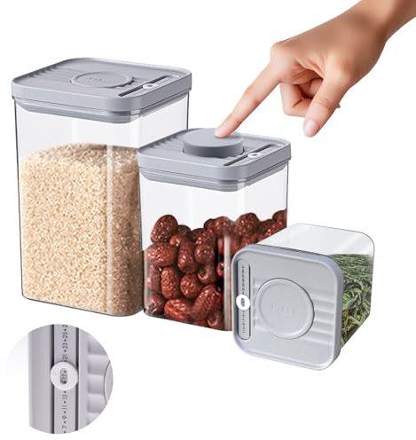 SenaiMy Vorratsdosen mit Deckel Luftdicht 3 Stück Frischhaltedosen Set Aufbewahrungsbox Küche Organizer Plastik Lebensmittelaufbewahrung Vorratsbehälter BPA-Frei für Mehl,Hafer,Getreide