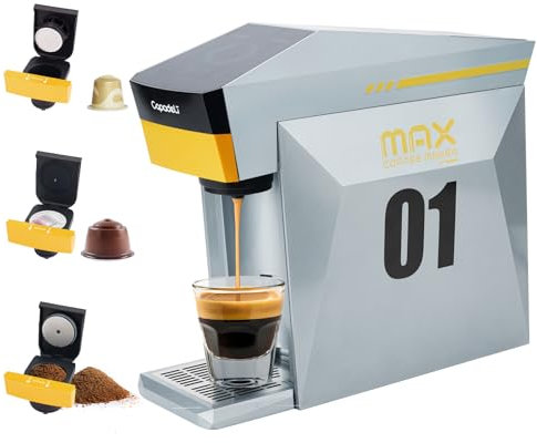 HAILASRE Multifunctional 4 in 1 Espresso Coffee Machine, 19 Bar, for NES-presso Original/lor/Dolce Gusto/Ground Coffee Capsules Small Automatic Capsule Coffee Machine(Gray)