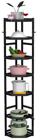 Supfirm Estante multifuncional ajustable de 7 niveles para cocina, organizador de sartenes, organizador de ollas y almacenamiento, organizador de tapas de ollas (esquina grande de 7 niveles)