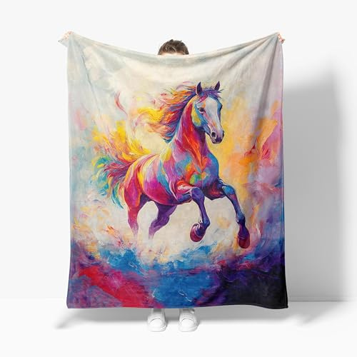 JIASTGO Horse Fleece Throw Blanket Animal Gifts Room Decor 40x50
