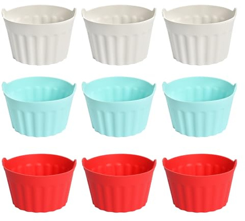 Rieoany Stampo Muffin Silicone per Friggitrice ad Aria, Accessori Air Fryer, Pirottini Cottura Torte Formine Uova Sformo Riusabili 9 Pezzi