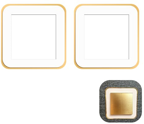 Light Switch Surround White Gold 2PCS Acrylic Frame Wall Socket Surround Plate, Stylish Decorative Light Switch Covers Removable Socket Surround Plate for Living Room Bedroom Office (White)
