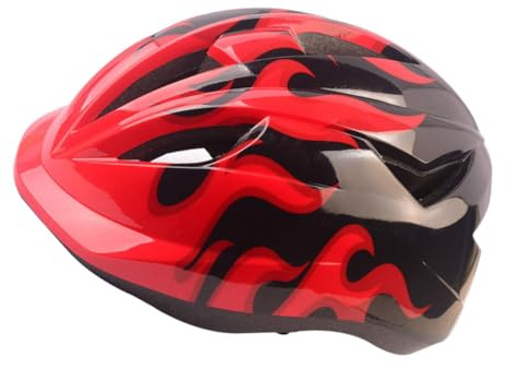 Mikikit Casque Garçon Fille Réglable Rouge Léger pour Vélo VTT Trottinette Skateboard Protection Confortable et Respirante Tour de Tête Équipement Sécurité Extérieur Polyvalent