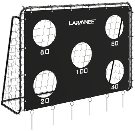 LARMNEE Portería de Fútbol 213 cm, Portería de Fútbol para Niños y Adultos, Resistente a la Intemperie, para Entrenamiento y Ocio, Pared Desmontable con 5 Agujeros de Tiro, Negro EBB213FG02N1