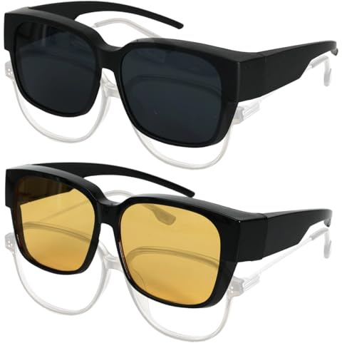 JiaHeHe Occhiali Giallo Guidare Notte Polarizzati, Occhiali Anti-riflesso UV400, Occhiali Visione Notturna, Comodi per Guidare, Pesca, Bicicletta, Escursionismo, Uomini e Donne