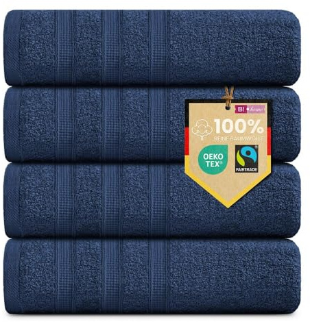 B!HOME 4er Set Premium Handtücher [100% Baumwolle] 50x100 cm, dunkelblau/Handtücher Weich, Saugstark & Pflegeleicht/Handtuch Perfekt für Bad, Gym & Reisen