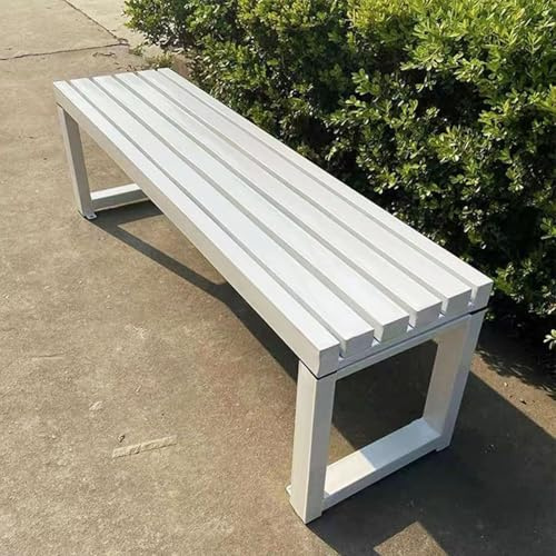 Panca da pranzo in metallo resistente alle intemperie da 119,4 cm, senza schienale, per 2 eleganti panche da giardino per cucina, soggiorno, ingresso (bianco)