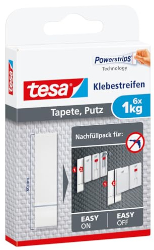 tesa 77771-00002-00 - Tiras adhesivas extraíbles para colgar cuadros en papel pintado, color blanco