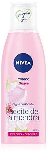 NIVEA Sanftes Gesichtswasser (1 x 200 ml), erfrischendes Gesichtswasser für trockene und empfindliche Haut, feuchtigkeitsspendendes Tonikum mit Mandelöl zur Reinigung und Ausgewogenheit der Haut