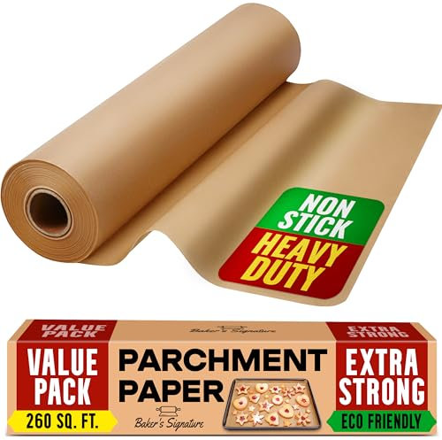 Carta Forno Rotolo Non Candeggiata per Cucinare – Carta da Forno da 38cm x 64m con Taglierina, Carta Antiaderente - Unbleached Parchment Paper - Friggitrice ad Aria da Baker's Signature