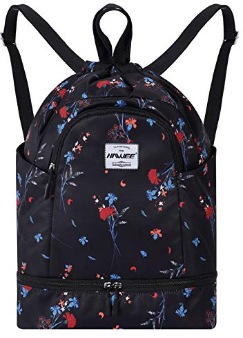 HAWEE Impermeable Casual Mochila con Cordón Grande Deporte Bolso de Gimnasia Mochila de Cuerda Unisex para Mujer Hombre Vida Cotidiana Aire Libre Yoga Escuela Nadar Playa