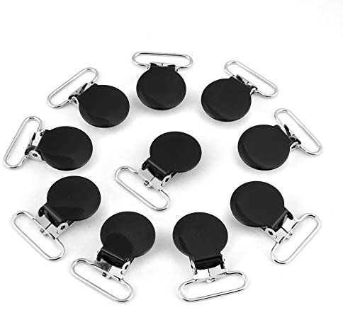 25mm Round Pacifier Clips, Suspender Snaps, DIY Clothes Accessories, for Making Pacifier Holders Bib Clips(Black)