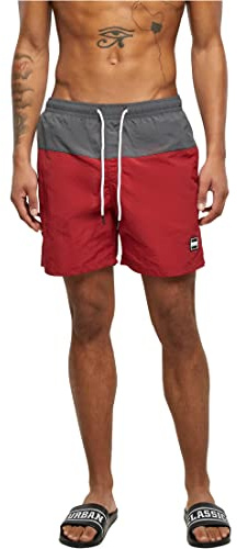 Urban Classics Block Swim Shorts, Pantaloncini da Bagno, Uomo, Brickred/Darkshadow, 3XL
