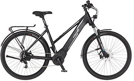 Fischer E-Bike ATB, Terra 5.0i Elektrofahrrad für Damen und Herren, RH 49 cm, Mittelmotor 50 Nm, 36 V Akku im Rahmen, schwarz matt, 27,5 Zoll