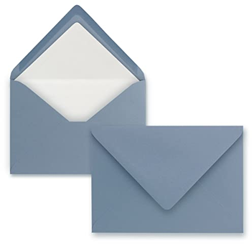 50 Briefumschläge Graublau (Blau) - DIN C6 - gefüttert mit weißem Seidenpapier - 100 g/m² - 11,4 x 16,2 cm - Nassklebung - NEUSER PAPIER