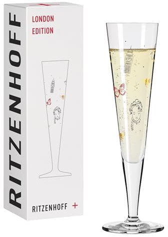 RITZENHOFF 1072006 Champagnerglas 200 ml - London Edition - Champusflöte Designerstück, bunt - Made in Germany