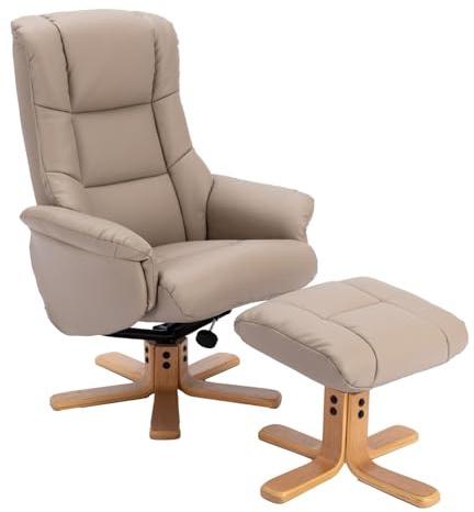 Morris Living The Cairo - Swivel Recliner Chair & Matching Footstool in Pebble Faux Leather