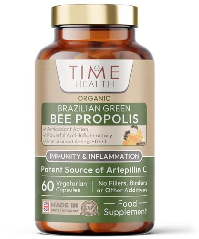 Organic Green Bee Propolis – High Strength 4:1 Extract – 1000mg – 60 Capsules – Immunity, Cognition & Inflammation Support – Harvested in Brazil – GMP – UK Made Supplement – No Additives