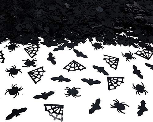 Amrzsallez Prank Scary Halloween Confetti Glitter Sprinkles for Party Table Scatters Decoration Pumpkin Bat Witch Spider Webs Confetti for Party Supplies Metallic Foil(Black)