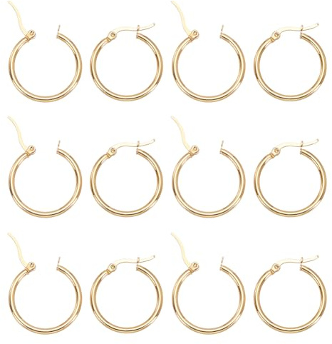 UNICRAFTALE 12 paire Créoles Boucles D'Oreilles Acier Inoxydable pour Cartilage Manchette D'Oreille Petites Boucles D'Oreilles Créole Doré Mini Boucle D'Oreilles Créoles Fils D'Oreille pour Femmes