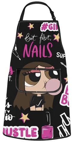 JTOUK Nail Tech Kitchen Apron Nail Polish Themed Gift Funny Nail Artist Gift Nail Technician Gift (Nails Apron EU)