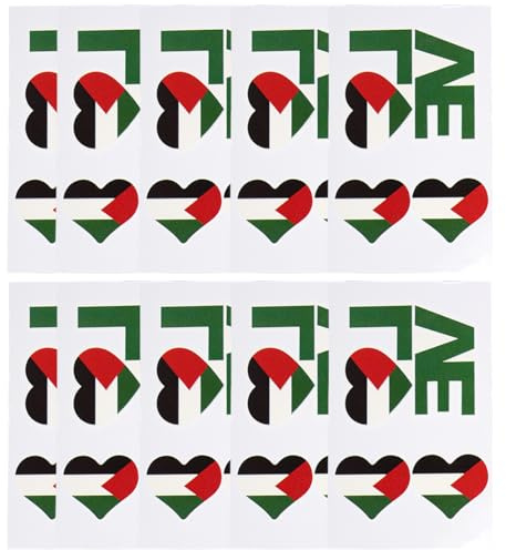 Sarini 10 st Palestina Flag Temporary Tattoo Palestina Flag Tattoo Stickers Vattentät Face Arm Body Sticker för pojkar flickor