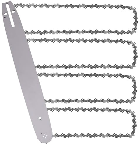 Cadenas para Motosierra con Espada 40 cm, 57 Eslabones, 1,3 mm, Paso 3/8 LP, Baja Retroceso, Kit de Repuesto (4 Cadenas + 1 Espada)