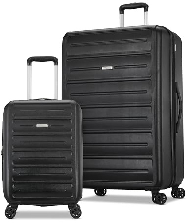American Tourister Westridge Hardshell Luggage Set - 2 Piece Set - 20/28 Carry-On & Large Checked Luggage Set with Spinner Wheels - Expandable Hard Suitcases for Travel - Hard ABS Shell - Black