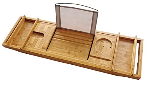 KHYTEBV Plateau de Baignoire Extensible pour Baignoire Spa, Organisateur de Rangement pour Livres, vin, Tablette, Plateau de Baignoire inférieur