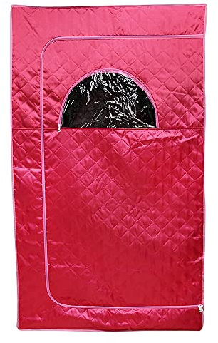 Hopfällbar bärbar ångbastu hem isolerande fyra lager stoppning bastu tältkit för en person hopfällbar kabin med telekontroll liten hopfällbar stol, 100 x 80 x 170 cm (röd)