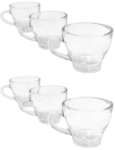 CUCUBA Set 6 Tazzine in Vetro Trasparente 90ml Lavabili da Caffè