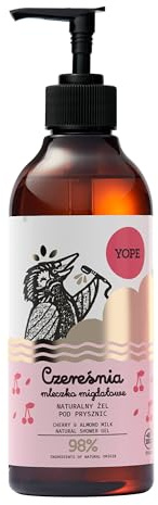 YOPE SHOWER GEL | MOISTURIZING, SOFTENS, NOURISHING| ALMOND MILK| 98% INGREDIENTS OF NATURAL ORIGIN | VEGAN | SCENT: CHERRY and ALMOND MILK | 400ml