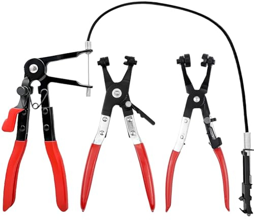 DGMI 3 Pezzi Pinza per Fascette Stringitubo, Radiatore Molla Pinze per Fascette Auto, Strumento di Serraggio per Tubo, Angolata, e Banda Piatta Attrezzi Officina Auto