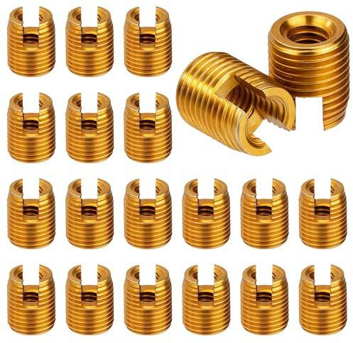 Tunejoy Insertos de Tuercas de Acero ai Carbono 302 Inserciones de Rosca Autorroscante Inner M3*0,5mm Outer M5*0,5mm Longitud 6mm 20 Piezas
