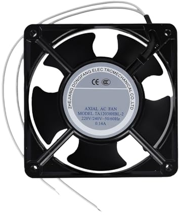 Lawnoval Extractor axial para chimenea insertable, aspas metálicas resistentes a altas temperaturas, funcionamiento silencioso, compacto, 120 x 120 x 38 mm, color negro