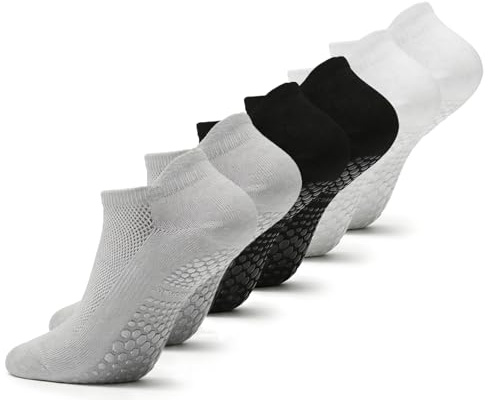 Quelcc 3 par yogastrumpor för damer 35-40, pilatesstrumpor, halkfria strumpor för damer för pilates, barr, balett, dans, trampolin, rehabilitering, fitness, reformer