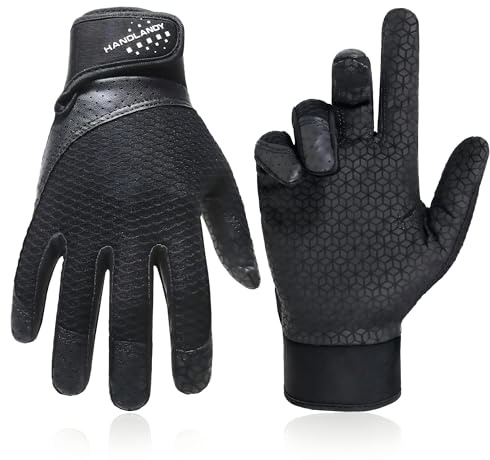 HANDLANDY Ultimate Frisbee Gloves – Flying Disc Gloves for Youth with Consistent Grip, Breathable Lightweight Fit, Perfect for Throws, Catches, and Disc Sports(Dark Black-Kids, Kids Small)