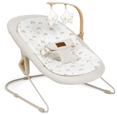 Jané Light, Hamaca para Bebé Desde 0 Meses, Hamaca Mecedora Ultraligera con Balanceo Natural, Barra de Actividades y Reductor, Tapizado Lavable, Beige