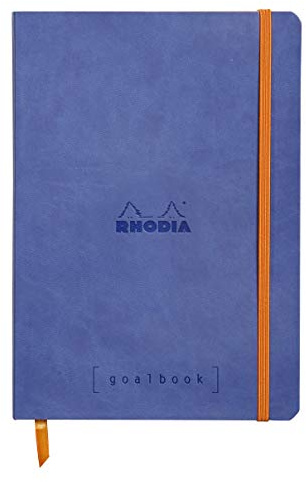 RHODIA 117748C - taccuino mOrobido Goalbook ZAFFIRO - A5 14,8X21cm - Puntinato DOT - 240 pag. - Carta Clairefontaine AvOroio 90g/m² - 2 nastri, chiusura con elastico - Simil Cuoio