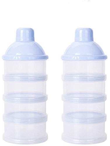Milchpulver Portionierer Baby,4 Lagiger Milch Pulver Spender,Säuglingsnahrung Kasten,Formel Milchpulver Zufuhr Tragbare,Milchpulver Spender Stapelbare,Milchpulver Box(2 Stück,BPA-frei)