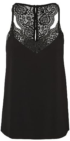 Vero Moda Vmana S/L Lace Top Noos, Top Mujer, Black, XL