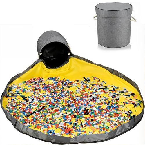 Borsa per Giocattoli, JOLY FANG Sacco Portagiochi Tappeto Cestino portaoggetti per giocattol Tappetosacca Porta Giochi Bambini Coulisse Borsa Grande per Bambini Organizer (Grigio)