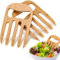 2 Pieces Bamboo Salad Hands,Salad Servers Bamboo Serving Hands Latest Gripper Design Salad Claws Set for Serving Salad, Pasta, Fruit on Your Kitchen Counter, 6 Inches (Wood Color) (Wood Color)