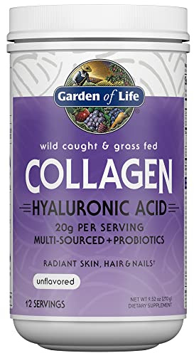 Garden of Life Multi Source Collagen Powder, Hyaluronic Acid, 12 Servings